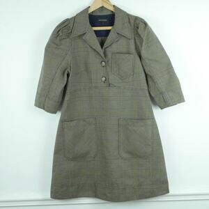 Lee Matthews Size 2 Dress Plaid Academia Old Money Preppy Puff Sleeve Officecore